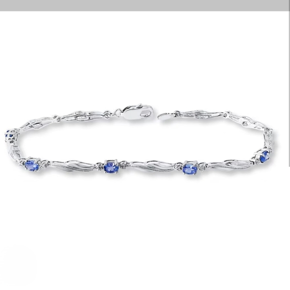 Sterling Silver Tanzanite Diamond Bracelet - Picture 2 of 9
